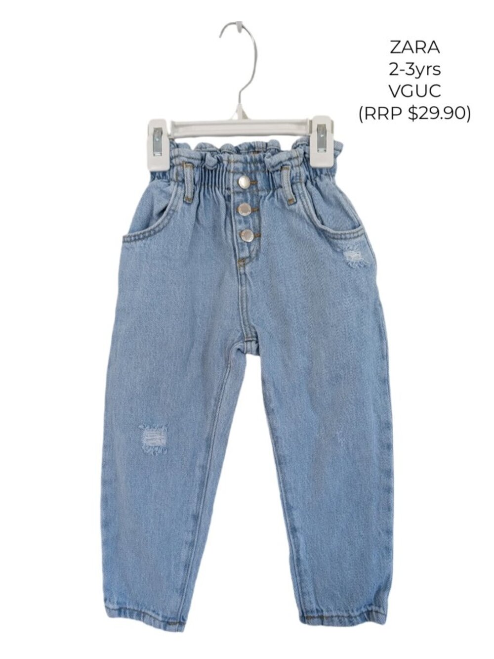 ZARA Paperbag Denim Jeans 2T 3T